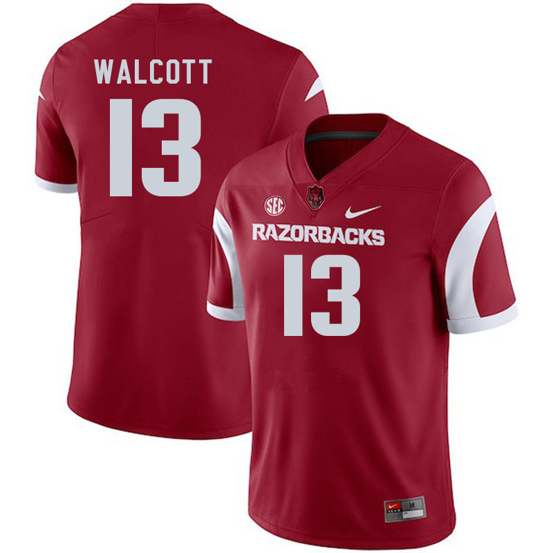 Men #13 Alfahiym Walcott Arkansas Razorback College Football Jerseys Stitched Sale-Cardinal